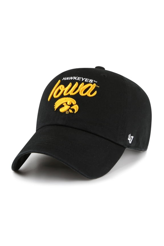 Women's '47 Black Iowa Hawkeyes Phoebe Clean Up Adjustable Hat