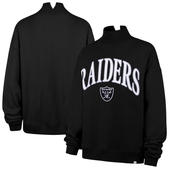 Women's '47 Black Las Vegas Raiders Oversized Vantage Mock Neck Sweatshirt