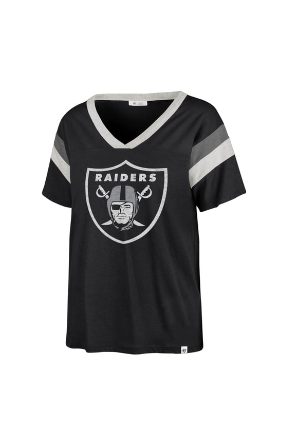 Women's '47 Black Las Vegas Raiders Phoenix V-Neck T-Shirt