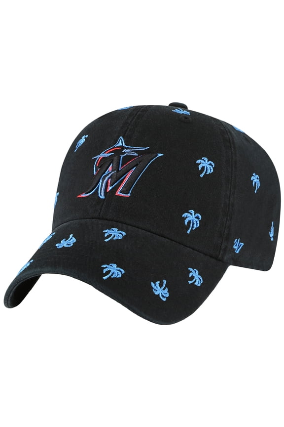 Women's '47 Black Miami Marlins Confetti Clean Up Adjustable Hat