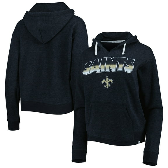 Women's '47 Black New Orleans Saints Color Rise Kennedy Notch Neck Pullover Hoodie