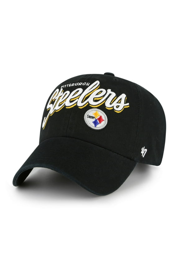 Women's '47  Black Pittsburgh Steelers Ariana Clean Up Adjustable Hat