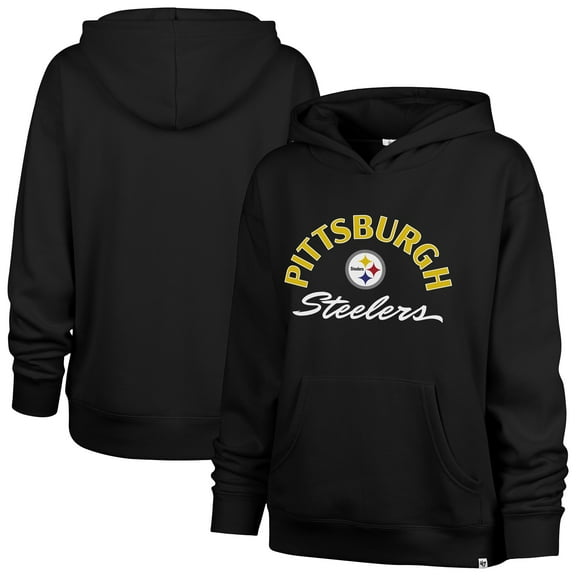 Women's '47 Black Pittsburgh Steelers Plus Size Whirlwind Naomi Hoodie