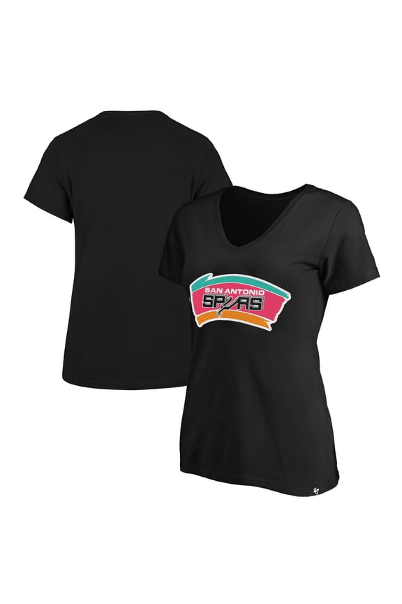 Women's '47 Black San Antonio Spurs Plus Size Frankie V-Neck T-Shirt