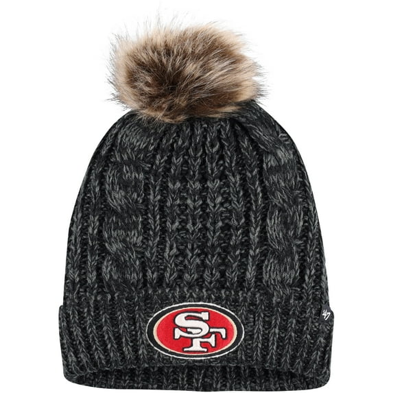 Women's '47 Black San Francisco 49ers Meeko Cuffed Knit Hat with Pom