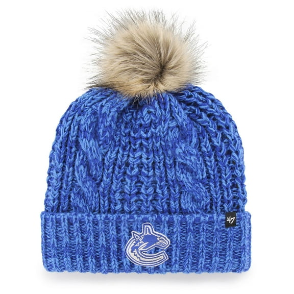 Women's '47 Blue Vancouver Canucks Logo Meeko Cuffed Knit Hat with Pom