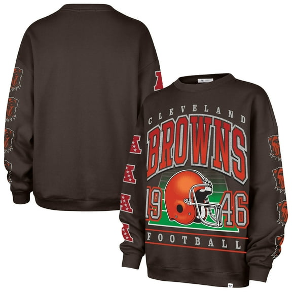 Women's '47  Brown Cleveland Browns Go Big Oversized Pullover Sweatshirt