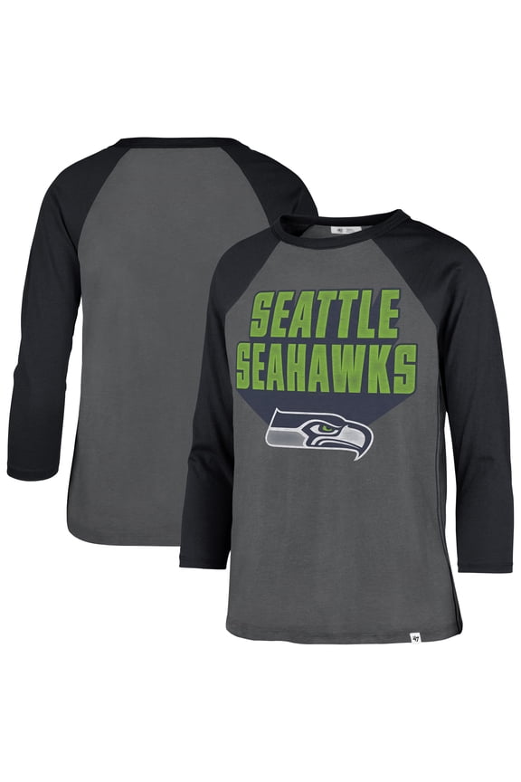 Women's '47 Charcoal Seattle Seahawks Jetset Ava Raglan Long Sleeve T-Shirt