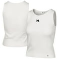 thumbnail image 1 of Women's '47  Cream Michigan Wolverines Micro Logo Ribbed Cropped Tank Top, 1 of 3