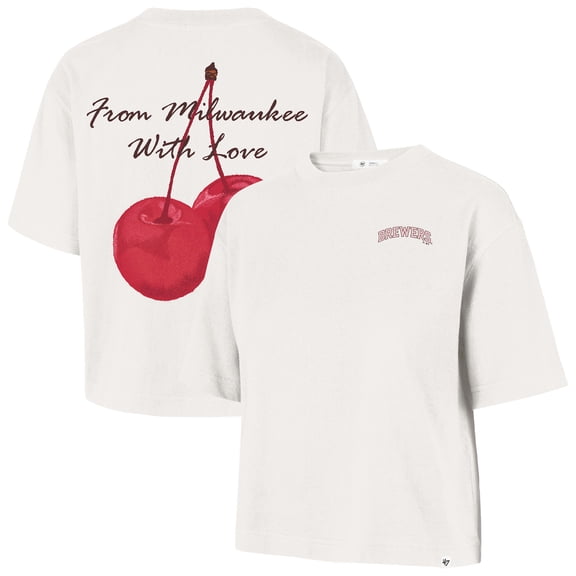 Women's '47 Cream Milwaukee Brewers Love Letter Reed City T-Shirt