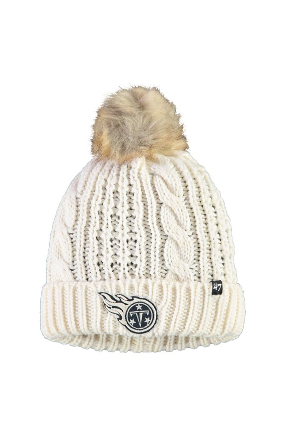 Women's '47 Cream Tennessee Titans Meeko Cuffed Knit Hat With Pom