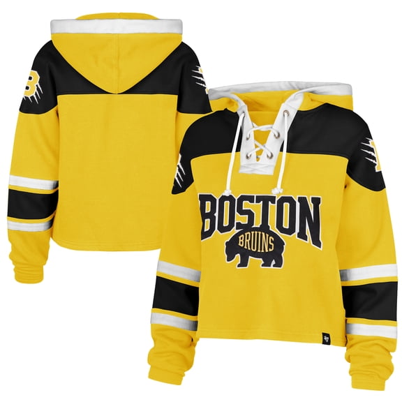 Women's '47  Gold Boston Bruins 2026 NHL Stadium Series Cropped Lacer Hoodie