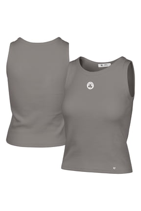 Women's '47 Gray Boston Celtics Cropped Skyhook Baby Rib Tank