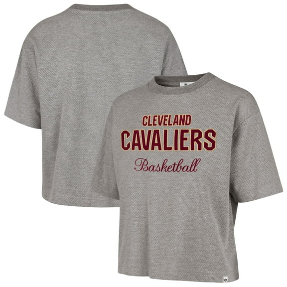 Women's '47  Gray Cleveland Cavaliers Pivot Drop Needle Cropped T-Shirt