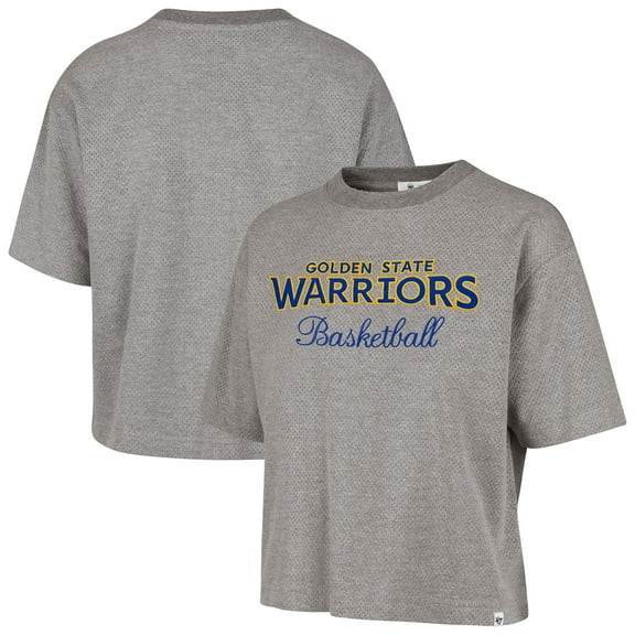 Women's '47  Gray Golden State Warriors Pivot Drop Needle Cropped T-Shirt