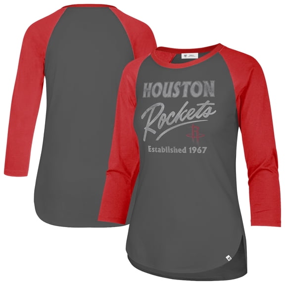 Women's '47 Gray Houston Rockets High Rise Frankie Raglan Long Sleeve T-Shirt