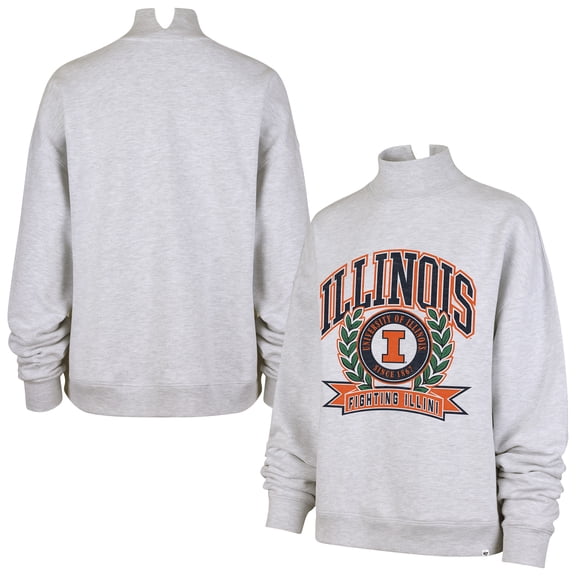 Women's '47 Gray Illinois Fighting Illini Laurel Arch Mock Neck Sweatshirt
