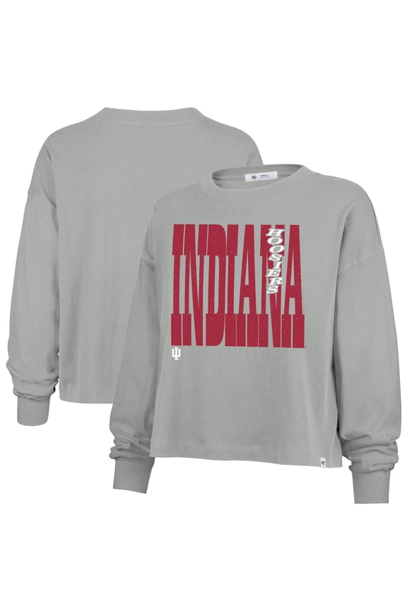 Women's '47 Gray Indiana Hoosiers Stacked Sydney Long Sleeve T-Shirt