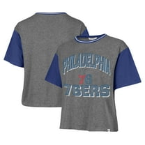 Women's '47 Gray Philadelphia 76ers Rise Clubhouse Ziggy Color Block T-Shirt