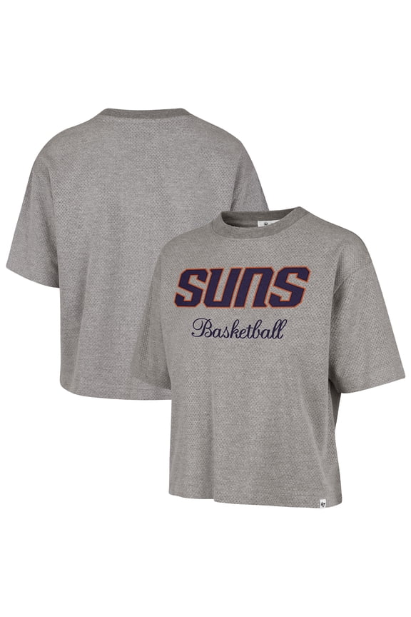 Women's '47 Gray Phoenix Suns Pivot Drop Needle Cropped T-Shirt
