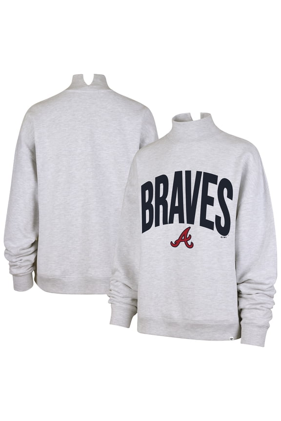 Women's '47  Heather Gray Atlanta Braves Subtle Muse Mock Neck Sweatshirt