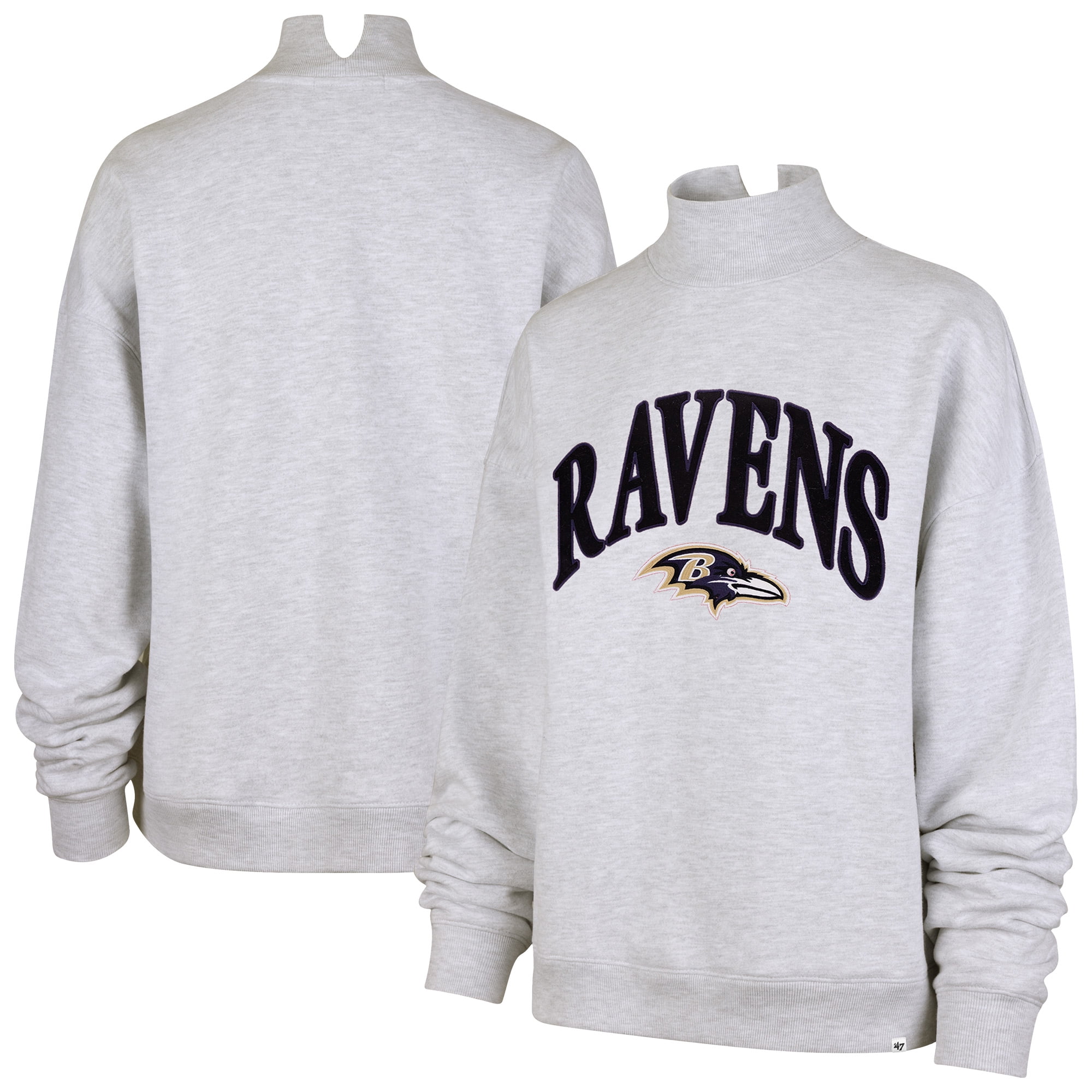 Women's '47 Heather Gray Baltimore Ravens Vantage Mock Neck
