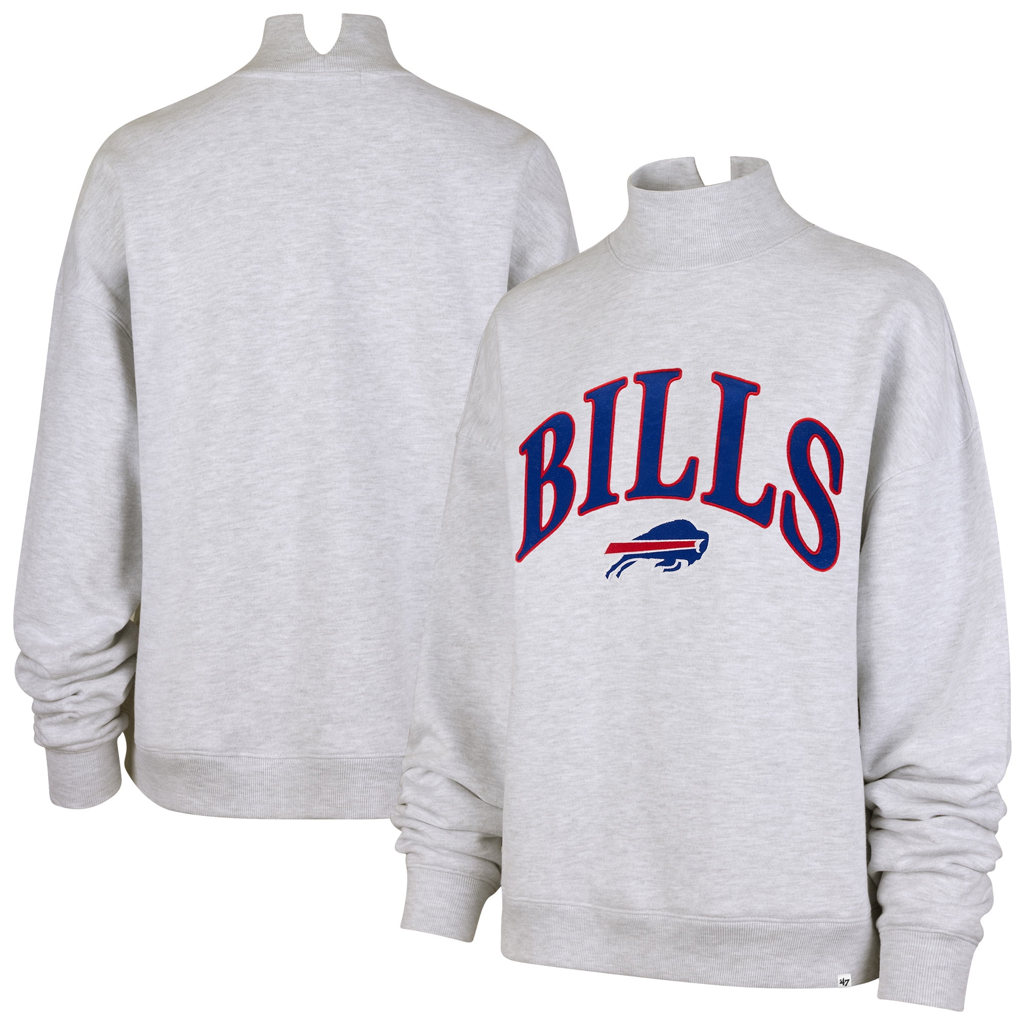 Women's '47 Heather Gray Buffalo Bills Vantage Mock Neck Pullover
