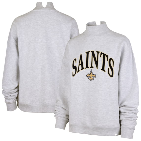Women's '47 Heather Gray New Orleans Saints Vantage Mock Neck Pullover Sweatshirt