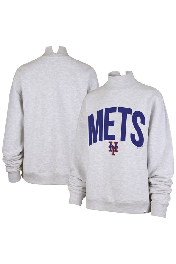Women's '47  Heather Gray New York Mets Subtle Muse Mock Neck Sweatshirt