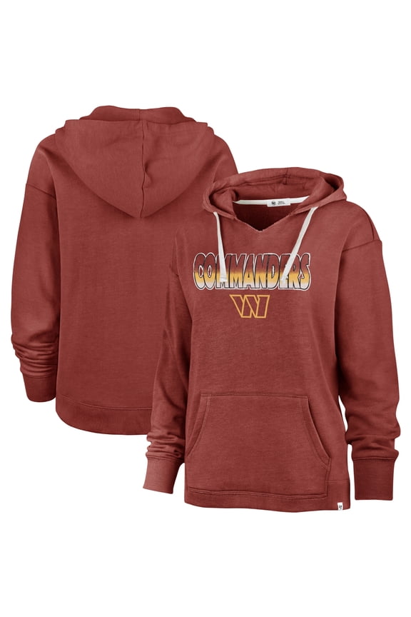 Women's '47 Heathered Burgundy Washington Commanders Color Rise Kennedy Pullover V-Neck Hoodie