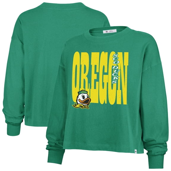 Women's '47 Kelly Green Oregon Ducks Stacked Sydney Long Sleeve T-Shirt