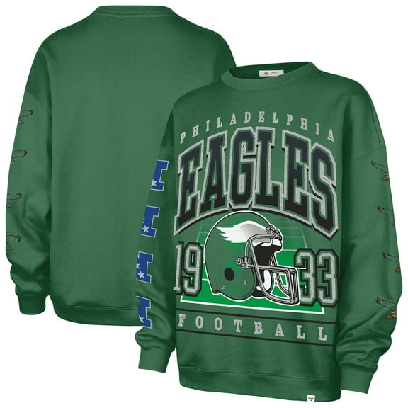 Women's '47  Kelly Green Philadelphia Eagles Go Big Oversized Pullover Sweatshirt