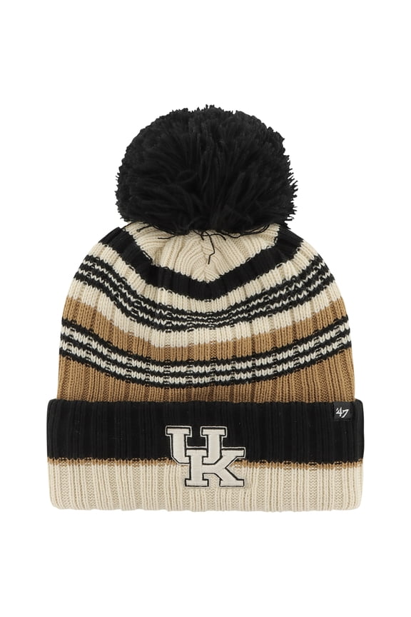 Women's '47 Khaki Kentucky Wildcats Barista Cuffed Knit Hat with Pom