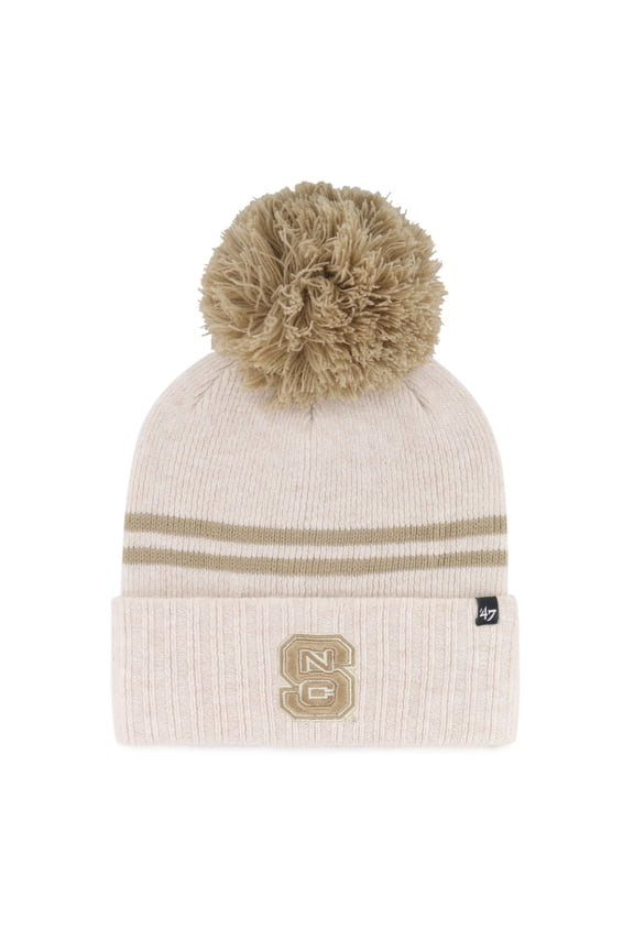 Women's '47  Natural NC State Wolfpack Core & Inline Latte Cuffed Knit Hat with Pom