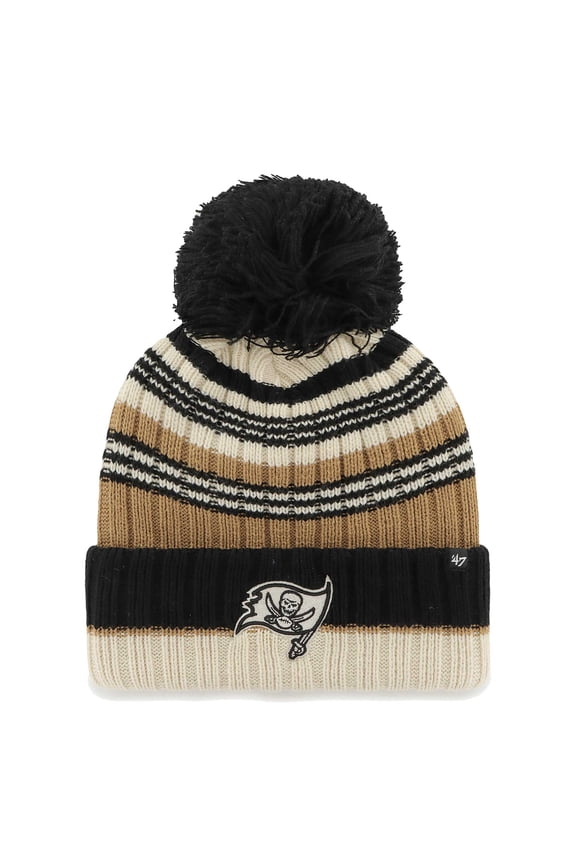 Women's '47 Natural Tampa Bay Buccaneers Barista Cuffed Knit Hat with Pom