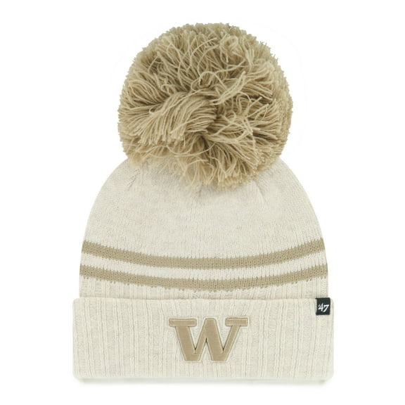 Women's '47 Natural Washington Huskies Core & Inline Latte Cuffed Knit Hat with Pom