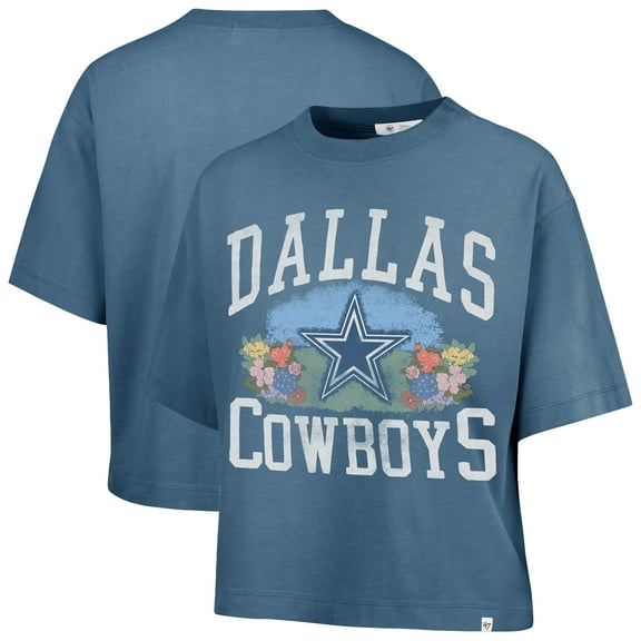 Women's-'47  Navy Dallas Cowboys Florentina Montauk Cropped T-Shirt