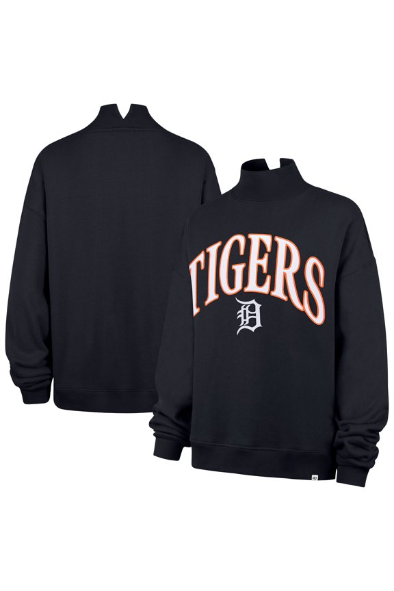 Women's '47 Navy Detroit Tigers Oversized Vantage Mock Neck Sweatshirt