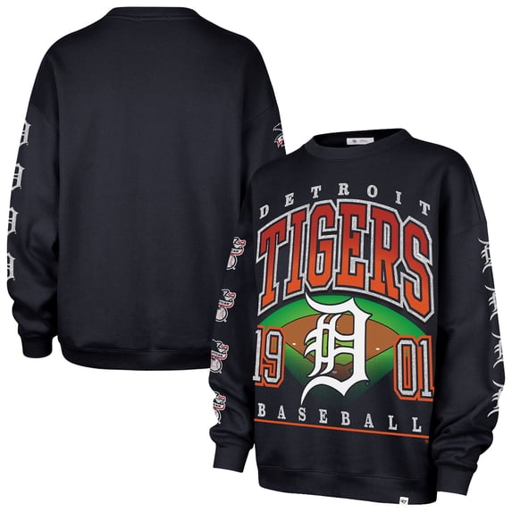 Women's '47 Navy Detroit Tigers Trendy Team Go Big Oversized Sweatshirt