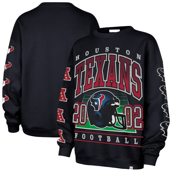 Women's '47  Navy Houston Texans Go Big Oversized Pullover Sweatshirt
