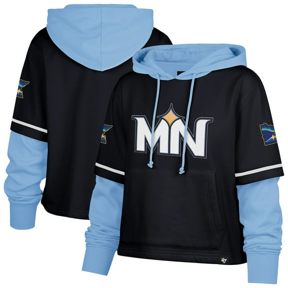 Women's '47  Navy Minnesota Twins City Connect Shortstop Cropped Pullover Hoodie