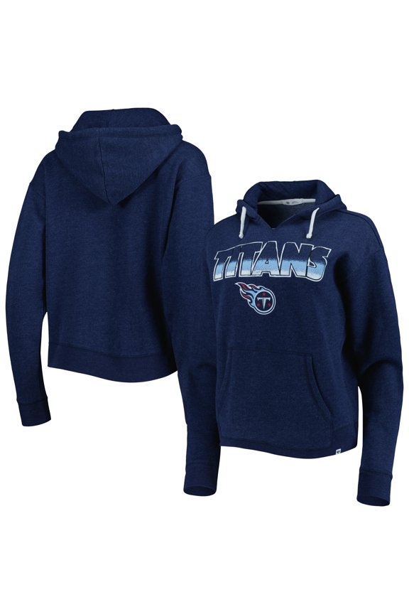 Women's '47 Navy Tennessee Titans Color Rise Kennedy Notch Neck Pullover Hoodie