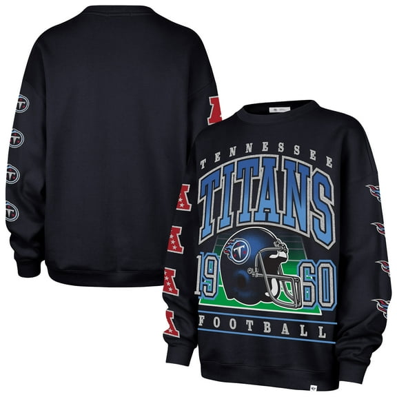 Women's '47  Navy Tennessee Titans Go Big Oversized Pullover Sweatshirt