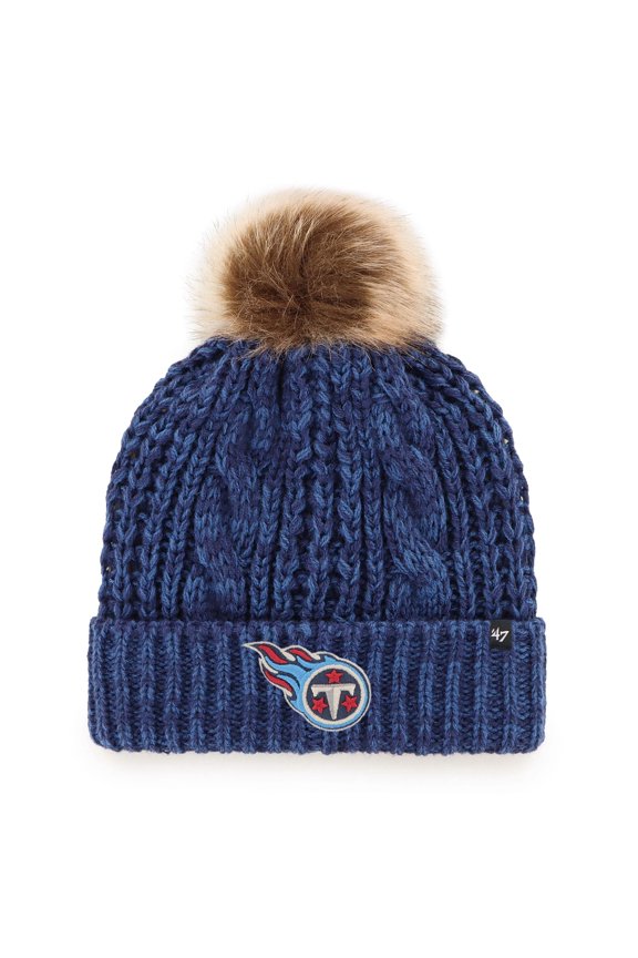 Women's '47 Navy Tennessee Titans Meeko Cuffed Knit Hat with Pom