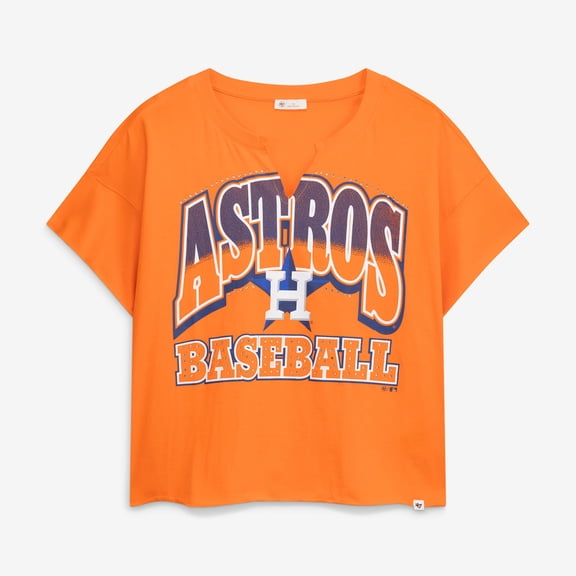 Women's '47  Orange Houston Astros Plus Size Win Big Oversized Notch-Neck T-Shirt
