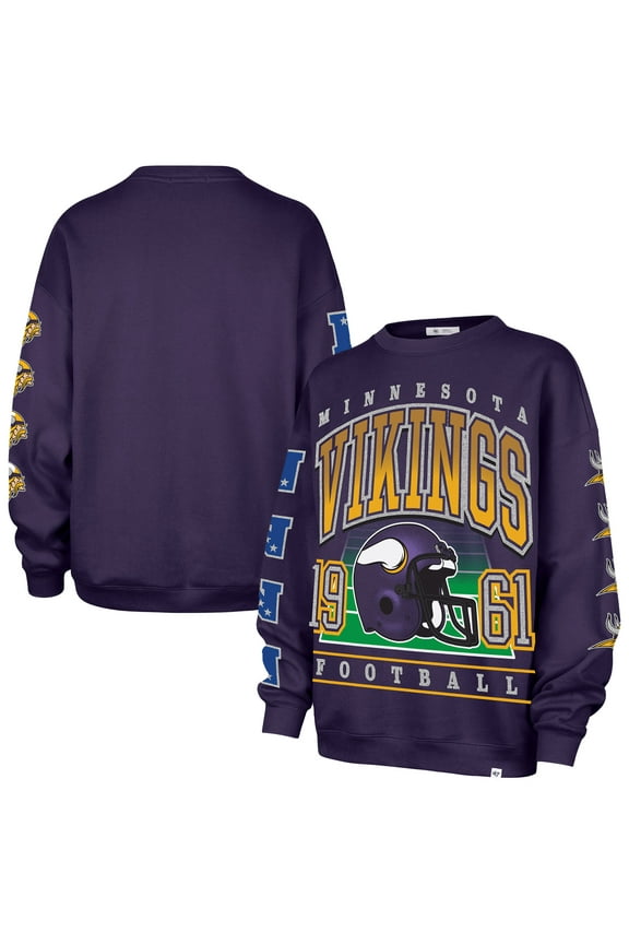 Women's '47 Purple Minnesota Vikings Go Big Oversized Pullover Sweatshirt