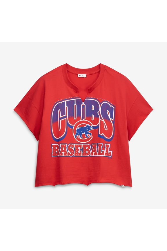 Women's '47 Red Chicago Cubs Plus Size Win Big Oversized Notch-Neck T-Shirt
