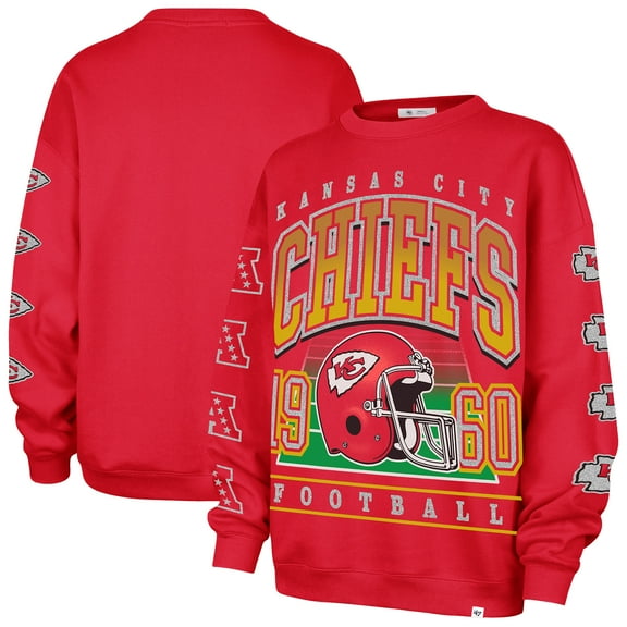 Women's '47  Red Kansas City Chiefs Go Big Oversized Pullover Sweatshirt