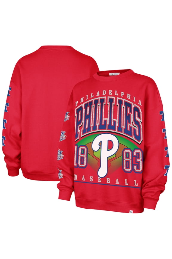 Women's '47 Red Philadelphia Phillies Trendy Team Go Big Oversized Sweatshirt