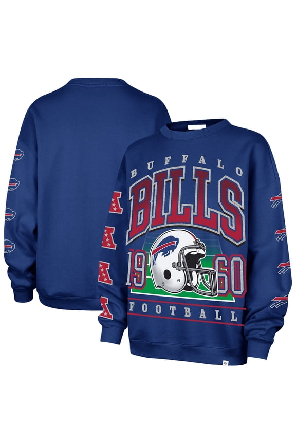 Women's '47 Royal Buffalo Bills Go Big Oversized Pullover Sweatshirt